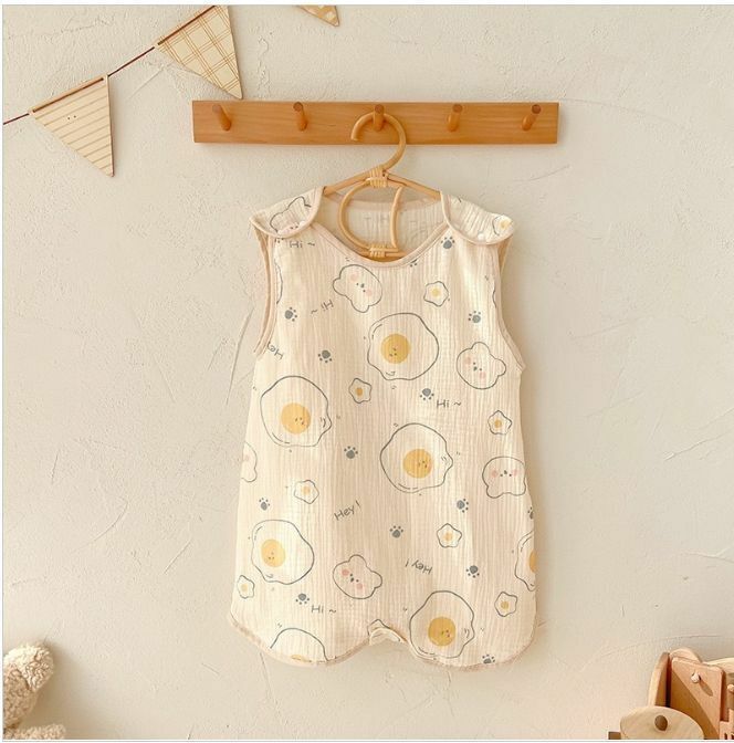 Hot Recommended Newborn Baby Anti-Kick Quilt Four Seasons Sleeping Bag Pajamas (Poached Egg L) Recommended Height 70-100cm