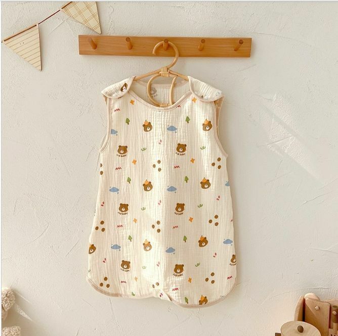 Hot Recommended Newborn Baby Anti-Kick Quilt All Seasons Sleeping Bag Pajamas (Orange Bear L) Recommended Height 70-100cm