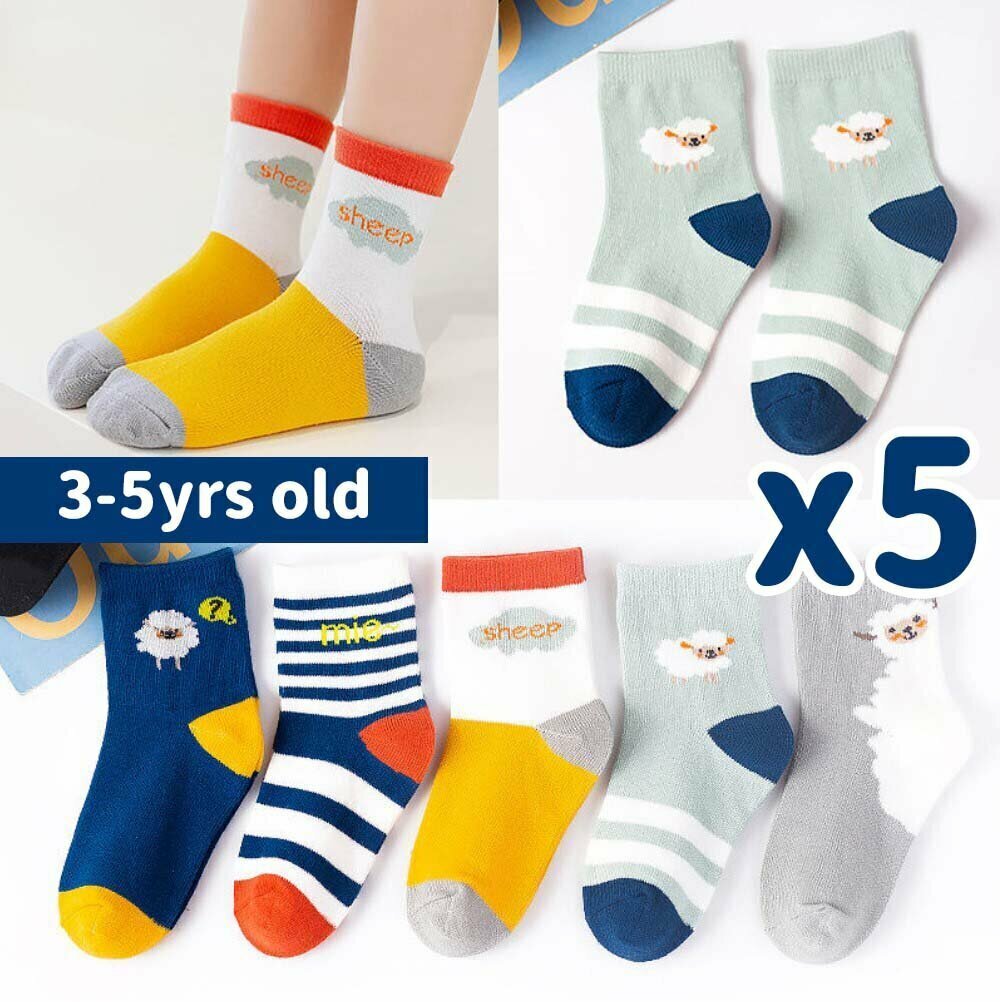 Hot recommendation: 5 pairs of children's socks, autumn and winter baby cotton socks, cartoon baby newborn socks, boys and girls short socks and boat socks