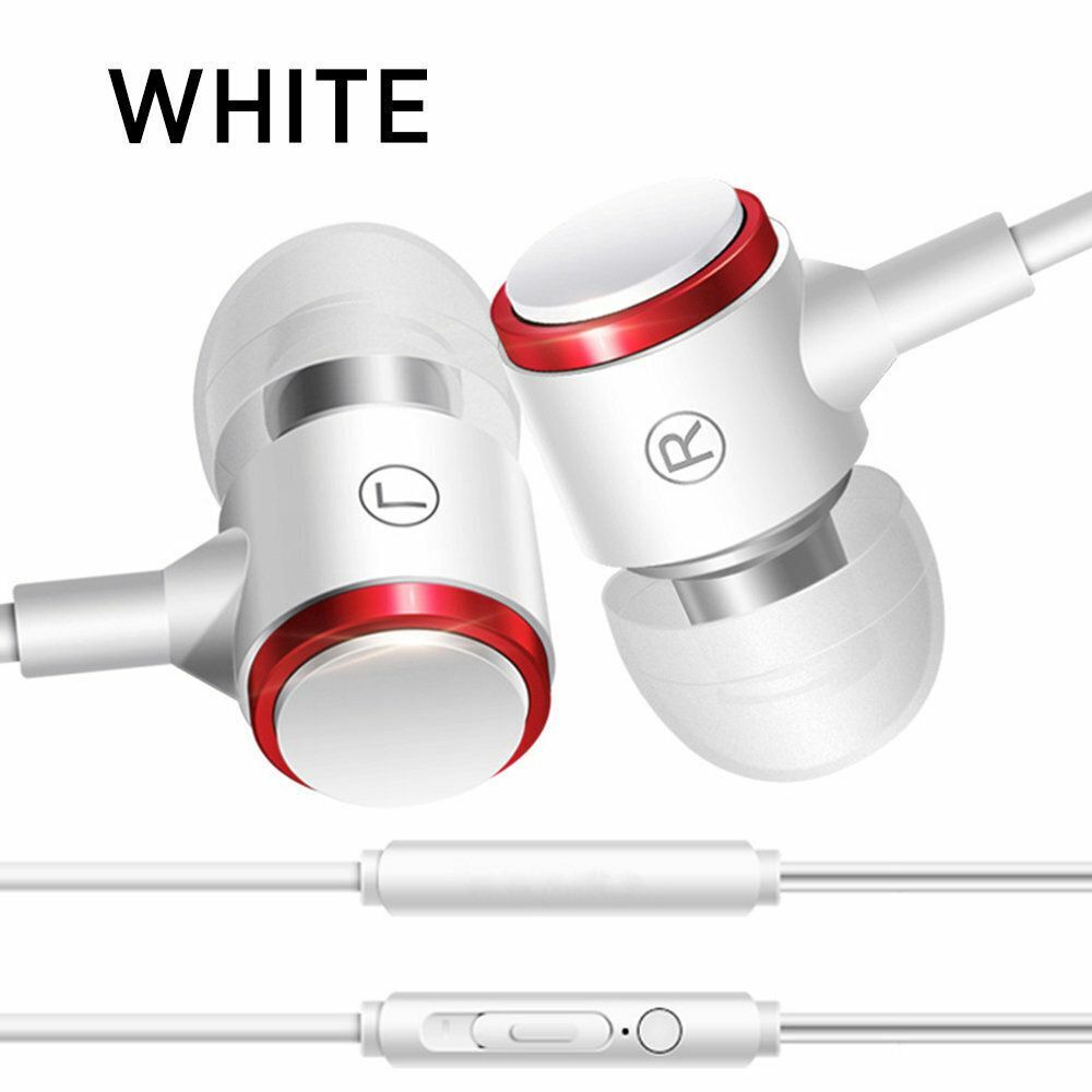 Hot Recommended White Heavy Bass Enhanced Metal In-Ear Headphones High-Quality Headphones Heavy Bass Headphones Wire-controlled Headphones Wired Headphones Low Distortion High-Quality Sports Headphones Round Head Headphones