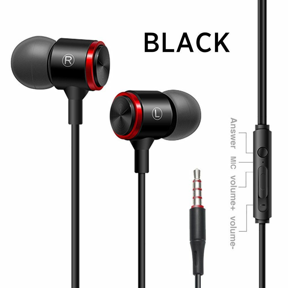 Hot Recommended Black Heavy Bass Enhanced Metal In-Ear Headphones High-Quality Headphones Heavy Bass Headphones Wire-controlled Headphones Wired Headphones Low Distortion High-Quality Sports Headphones Round Head Headphones