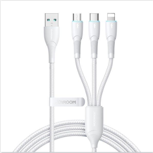 爆款3.5A 3in1快速充電線1.2m三合一叉電線SA33 1T3支持三口同時快充蘋果充電線apple充電線iphone充電線lighting Micro USB安卓充電線
