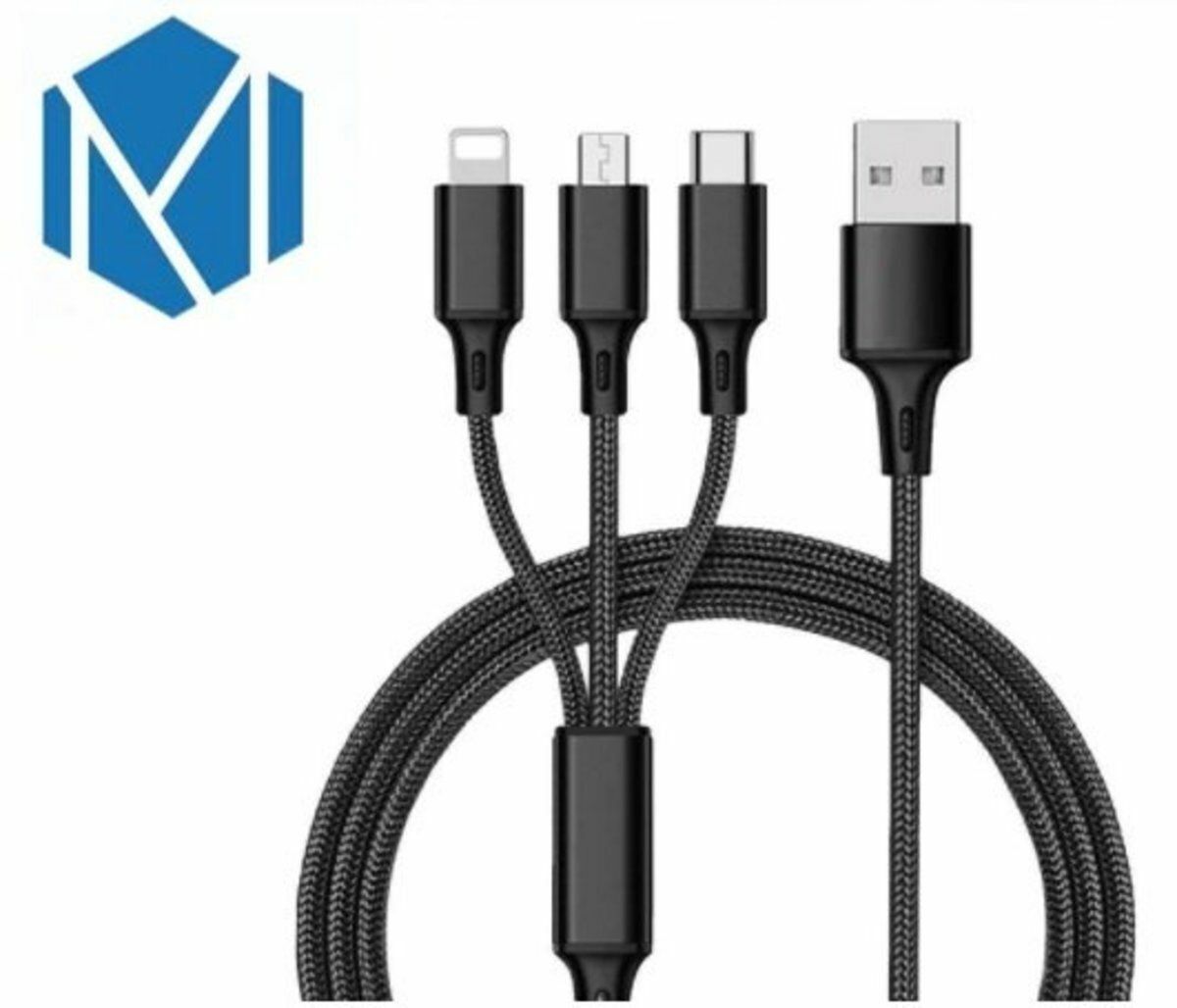 爆款3in1 USB 合金 1.2M 尼龍編織 充電線 Nano Tech Apple Type-C Micro 適用