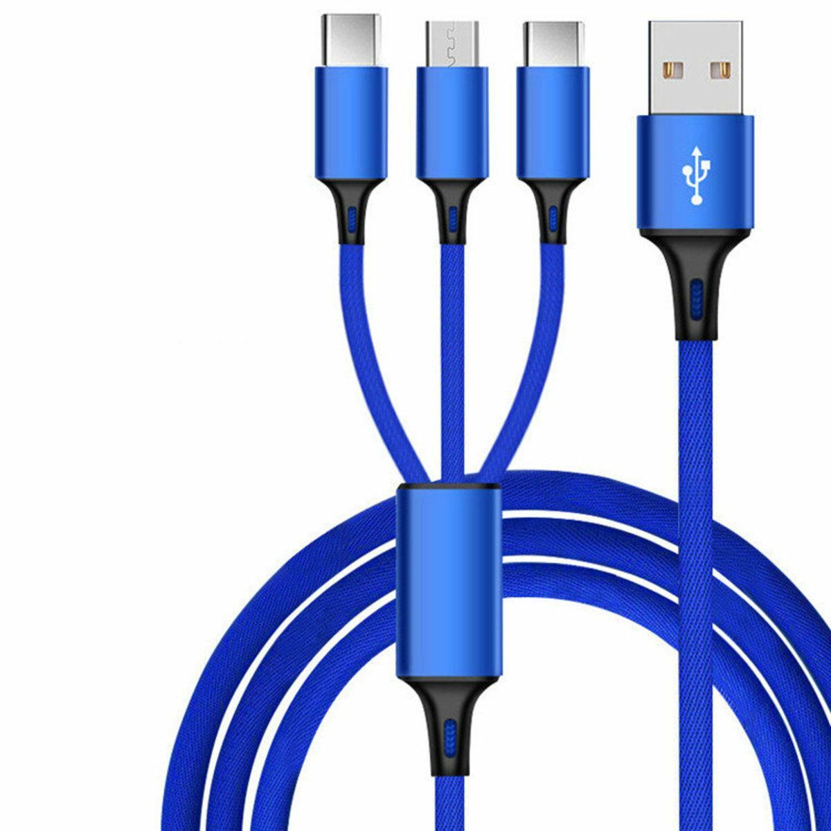 爆款超快速充電 3in1 USB 合金 1.2M 尼龍編織 充電線 Nano Tech Apple Type-C Micro 適用