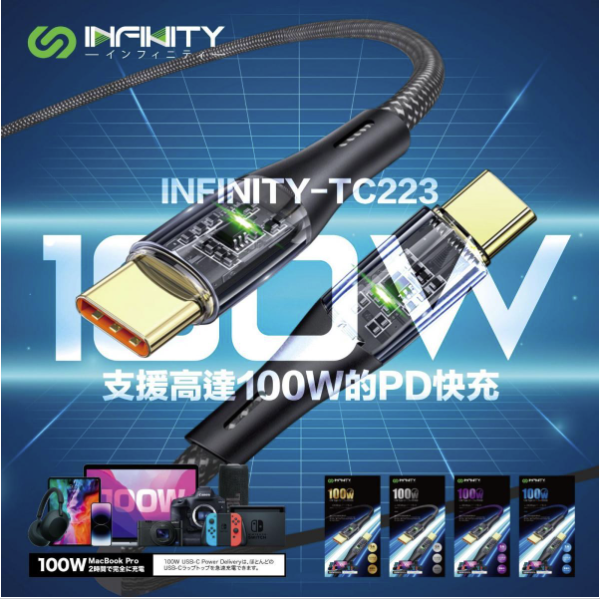 爆款0.2米Type C to Type C 100W：頂級的透明快充線，為你的設備提供最快速的充電體驗