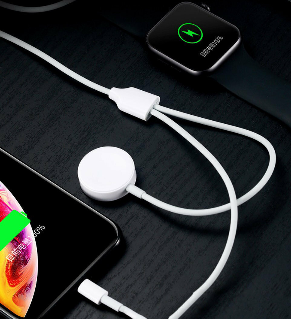 爆款iPhone Apple Watch 二合一usb充電線  usb to lightning + apple watch wireless charging