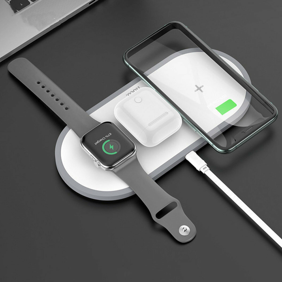 Popular 3-in-1 Smart Wireless Charging Pad 3-in-1 Wireless Charger USB Apple Watch iPhone AirPods AirPods Pro Watch