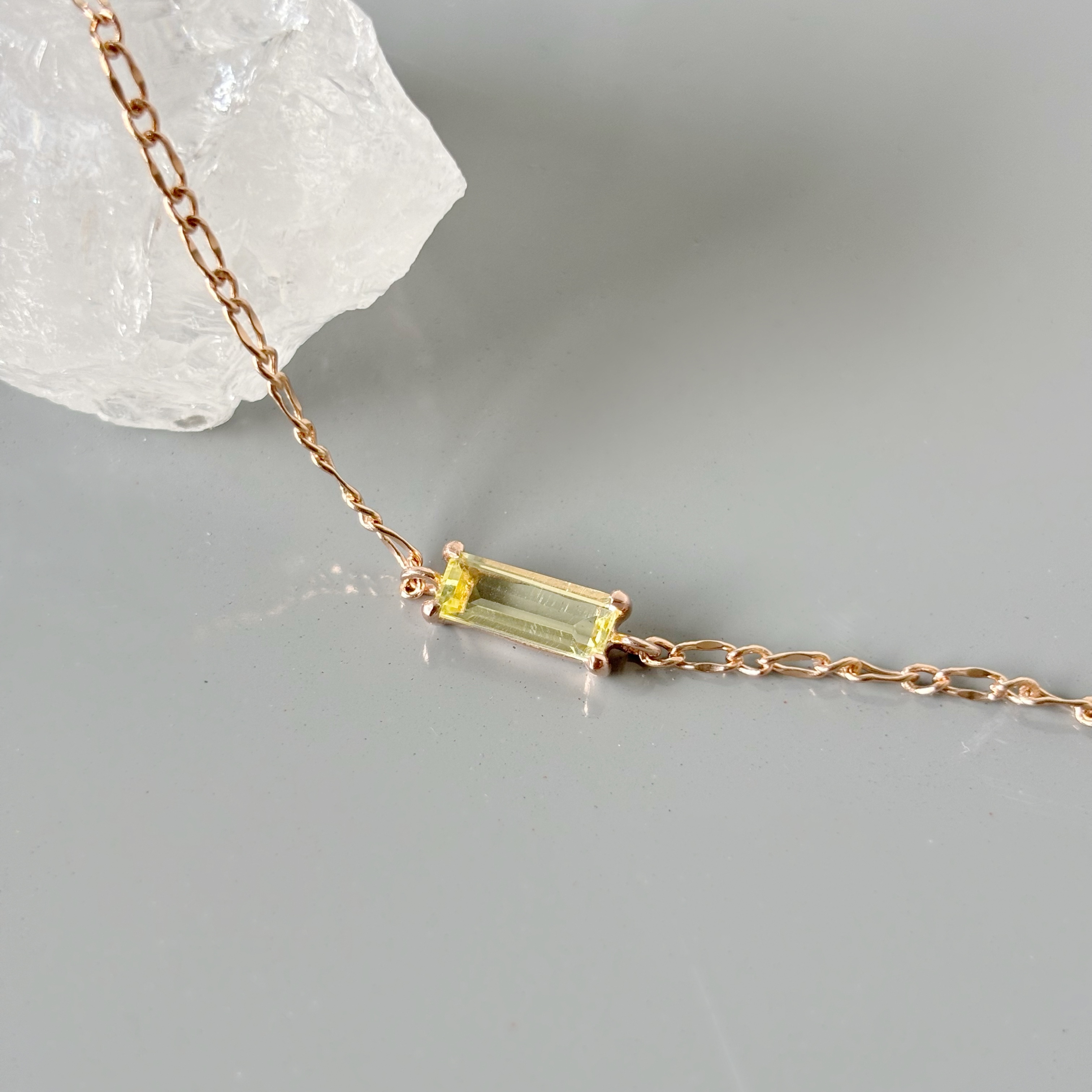 Baguette爪鑲檸檬晶手鍊