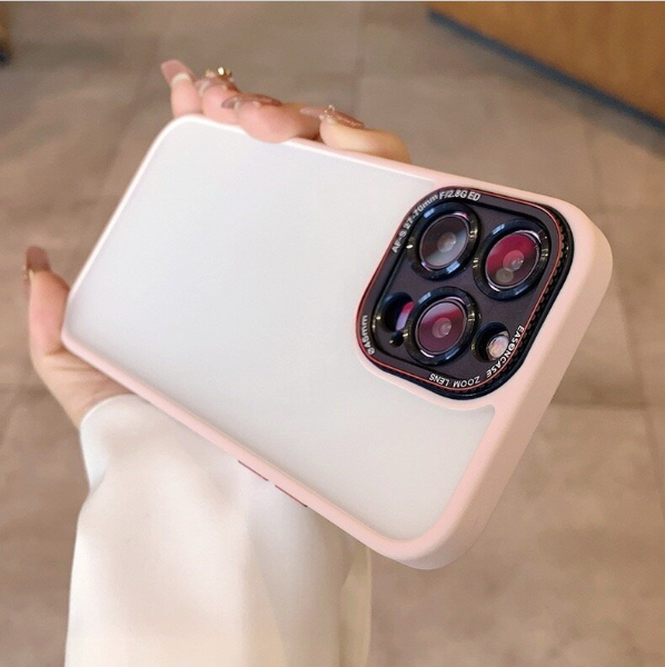 Popular Zengka series iPhone 14 Pro Max frosted lens protective mobile phone case: the perfect combination of fashion and safety - pink