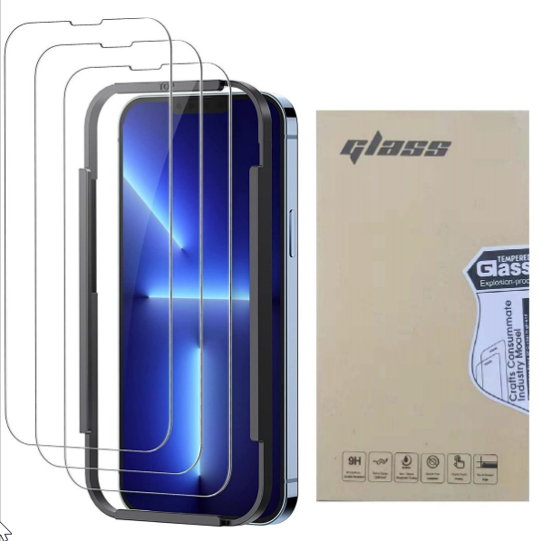 Popular model (pack of 3) iPhone 13 Pro Max 6.7-inch protective film HD full-screen Glass Pro+ 9H tempered glass mobile phone screen protector (transparent small bag)