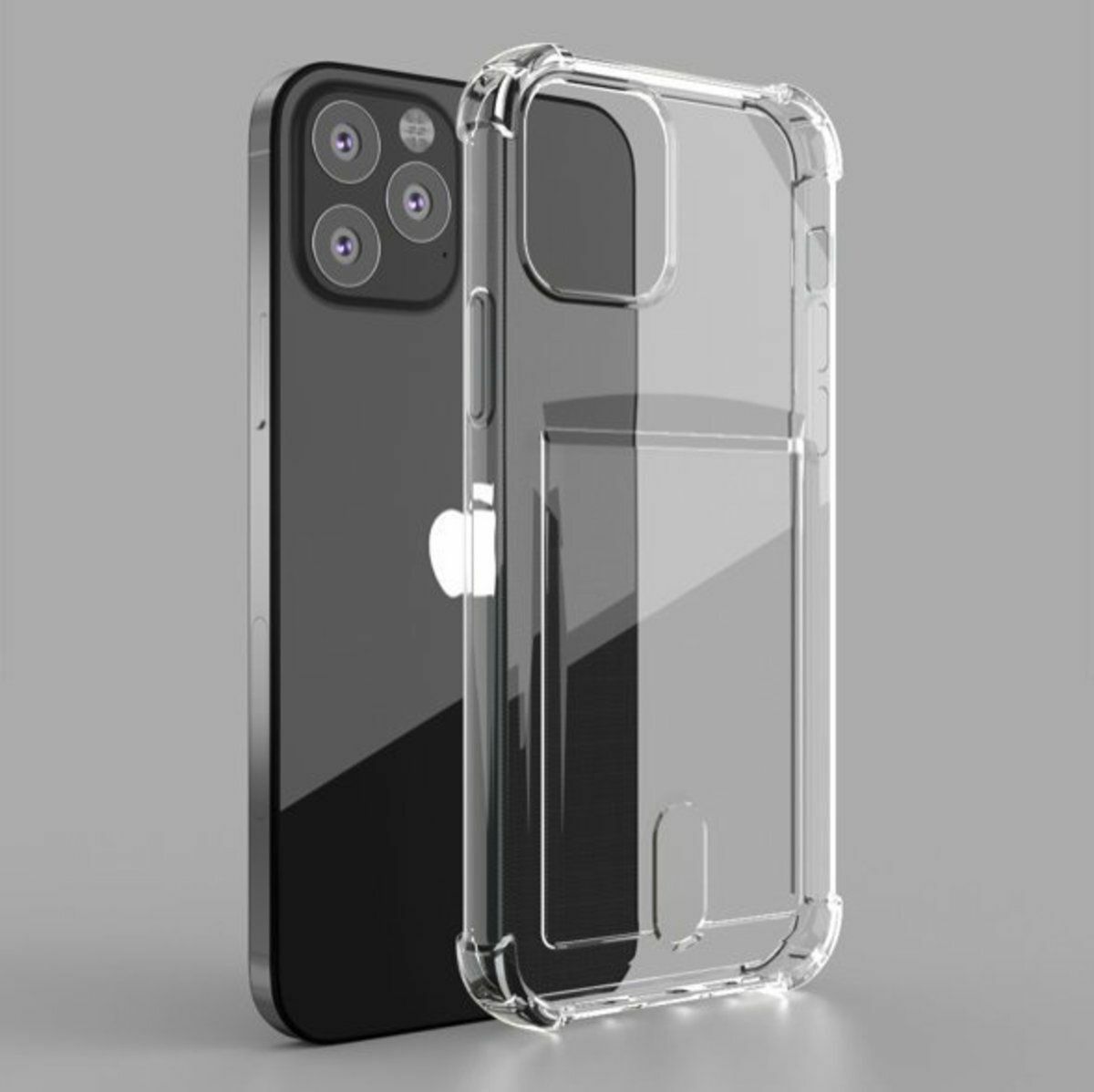 New iPhone 12/12 Pro (6.1 inches) ultra-thin TPU card phone case, transparent Apple anti-slip phone case, transparent soft bottom
