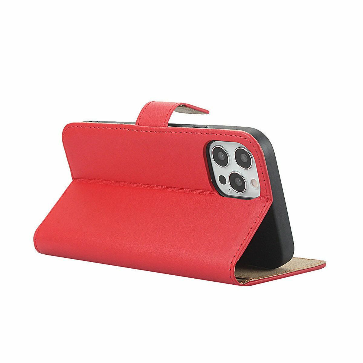 New iPhone 12\12 Pro (6.1 inches) genuine leather card cover flip holder mobile phone case phone case red