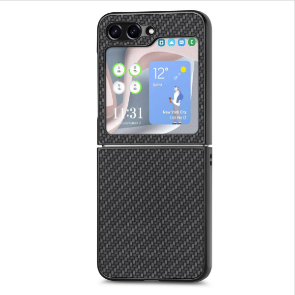 New Samsung Galaxy Z Flip 5 5G fiber pattern phone case: full protection, seamless use (black)