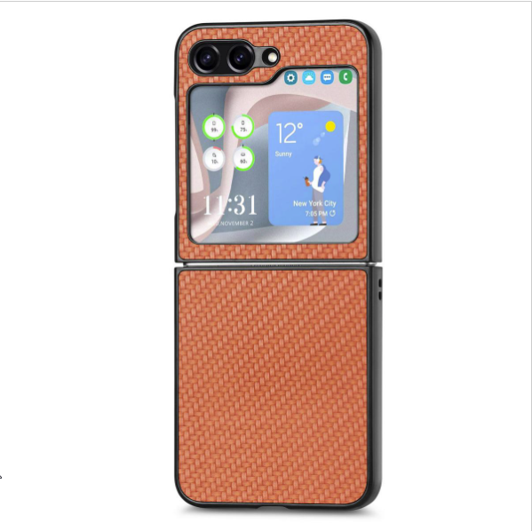 New Samsung Galaxy Z Flip 5 5G fiber pattern phone case (liquid brown): comprehensive protection, seamless use