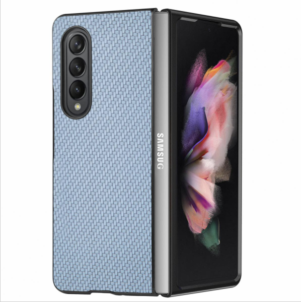 New Samsung Galaxy Z Fold 5 5G fiber pattern phone case (blue): the perfect combination of protection and functionality