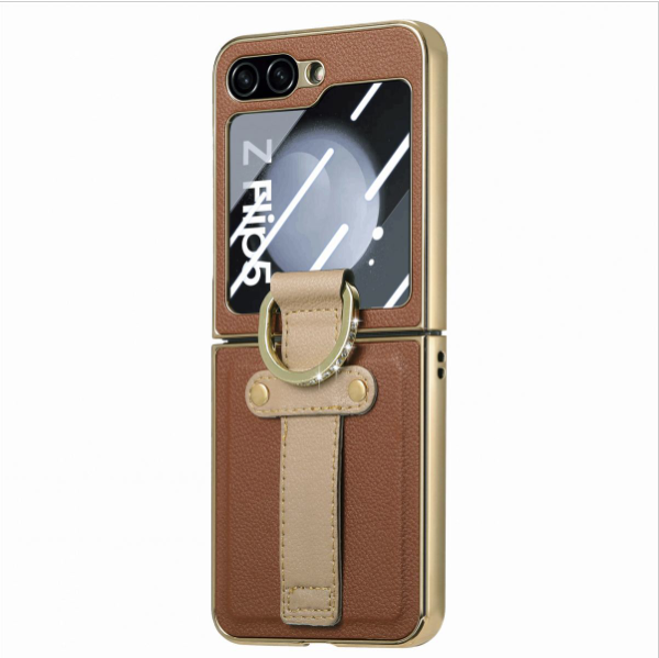 New Samsung Filp 5 electroplated ring shell and film integrated case (dark brown): the perfect combination of all-round protection and luxurious design