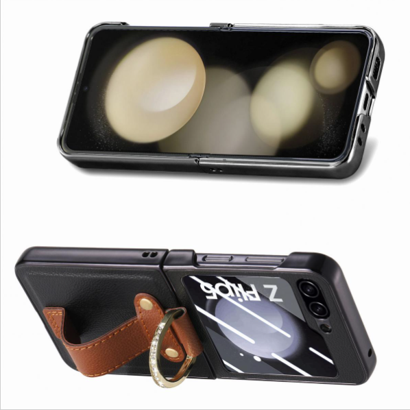 New Samsung Filp 5 electroplated ring shell and film all-in-one case (black): the perfect combination of all-round protection and luxurious design