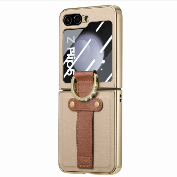 New Samsung Filp 5 electroplated ring shell and film integrated set (milk tea color): the perfect combination of all-round protection and luxurious design
