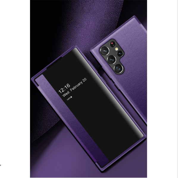 New Samsung S23Ultra Plain Leather Case-Purple