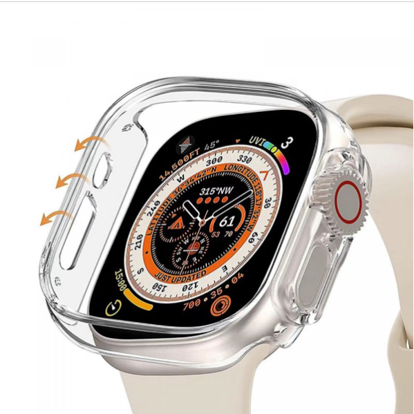 New Apple Watch 49MM integrated protective case (glass film + protective frame) (transparent)