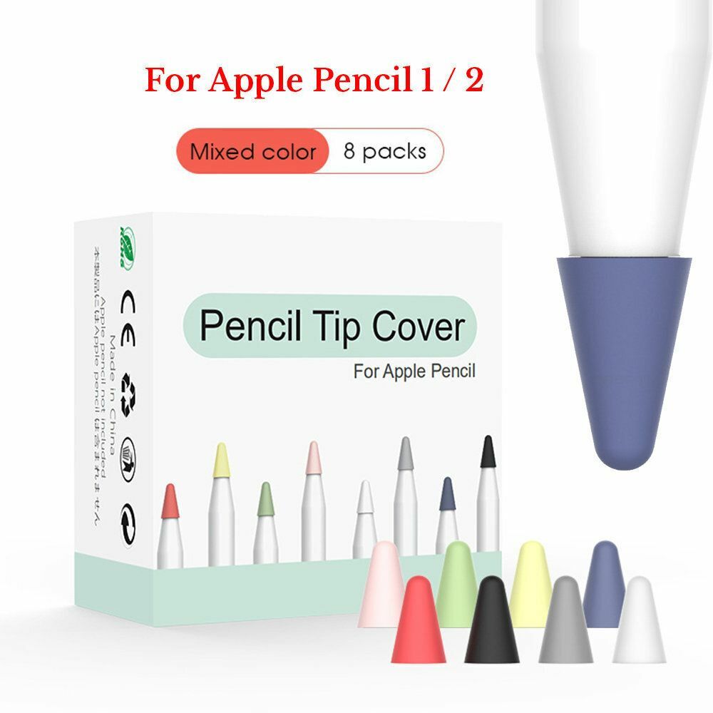 New mixed color [pack of 8] Apple Pencil small silicone nib cover to increase friction, upgraded feel, nib protective cover, Apple Pencil 1/2 generation universal nib cover