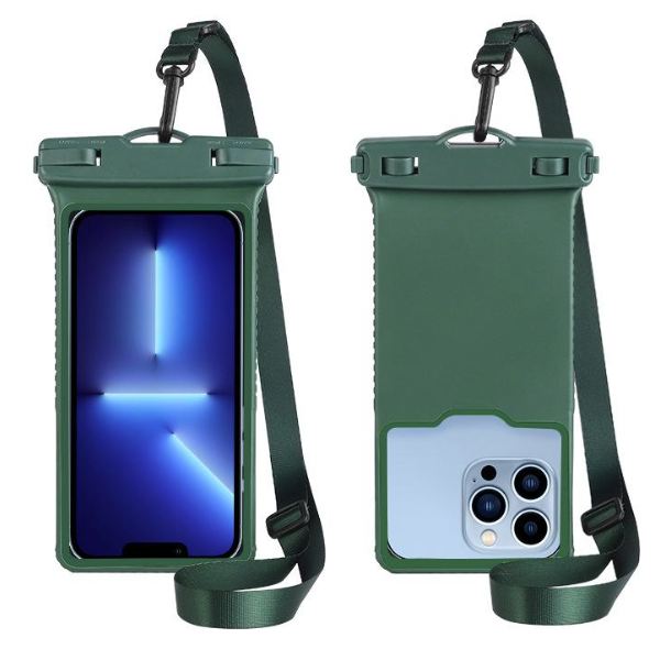 New and newly upgraded 30-meter three-dimensional mobile phone waterproof case waterproof bag diving water skiing-military green