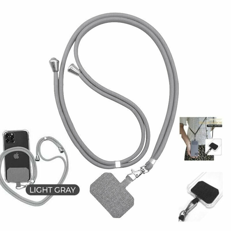 New gray universal mobile phone lanyard, portable, side-carryable mobile phone lanyard, adjustable neck mobile phone lanyard