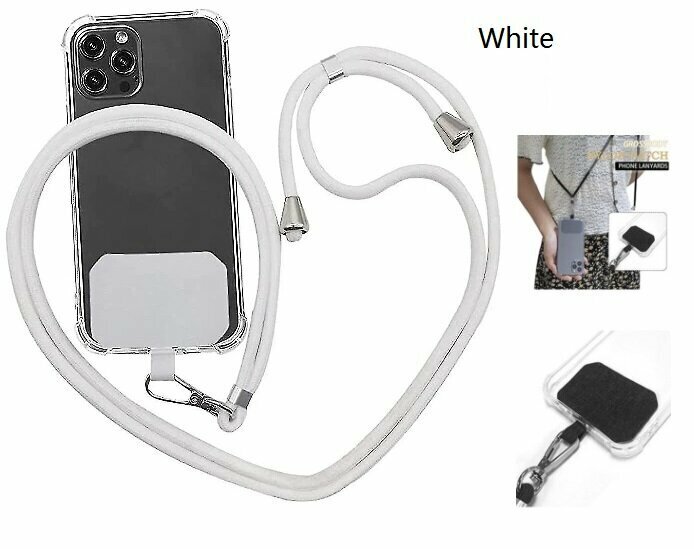 New white mobile phone lanyard, adjustable neck mobile phone lanyard, universal mobile phone lanyard, portable, can be carried on the side