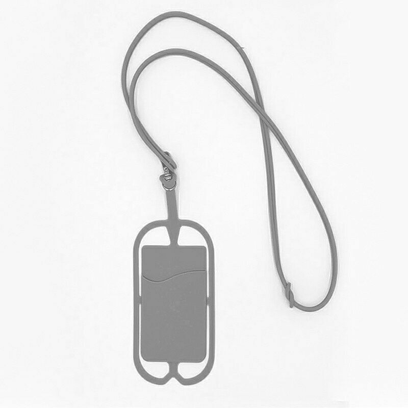New (grey) neck lanyard mobile phone lanyard mobile phone silicone lanyard detachable neck rope universal mobile phone protective cover silicone card sleeve