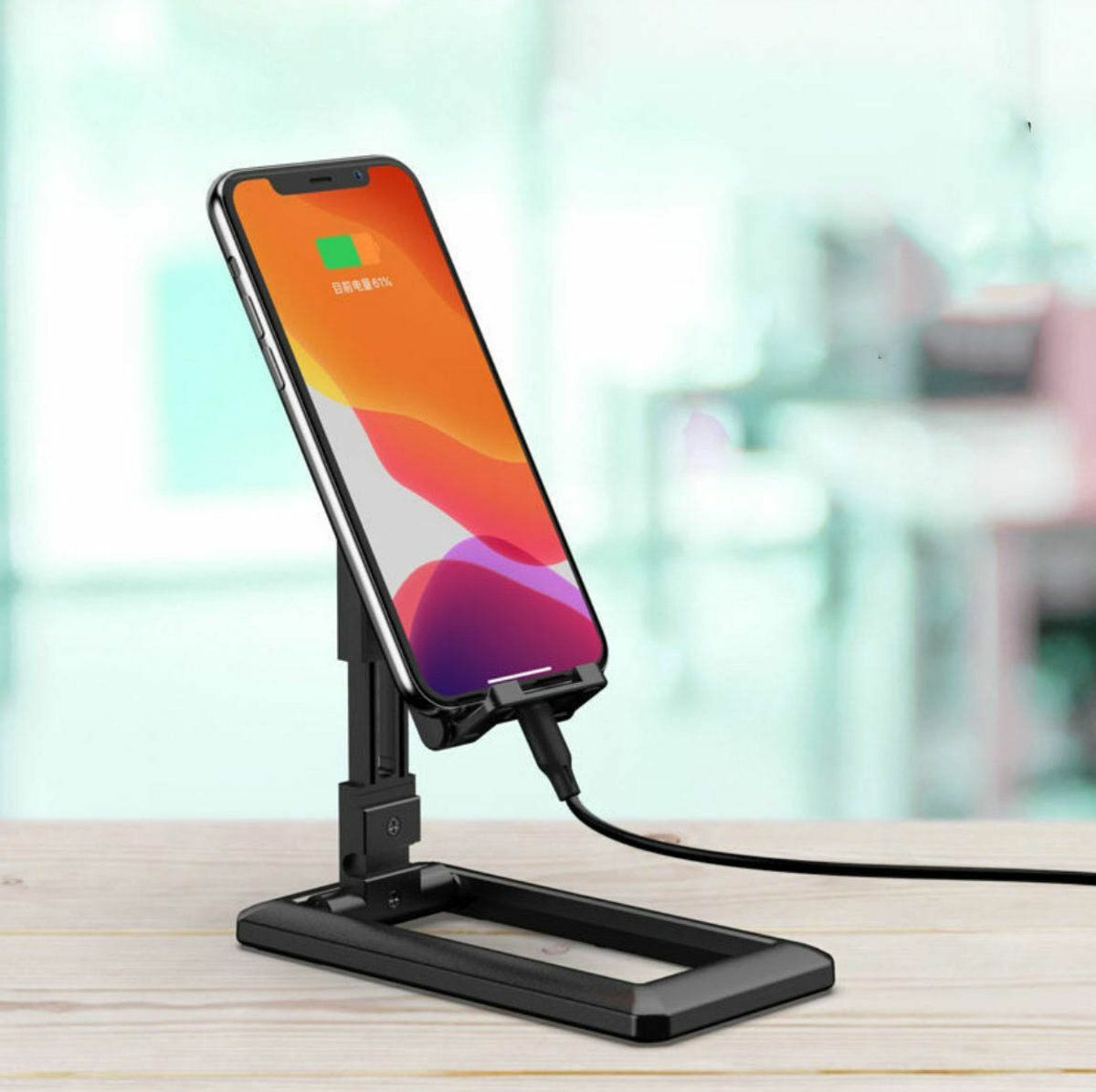 New and latest version of foldable mobile phone holder, portable mobile phone stand, multi-angle adjustment, mobile phone support stand (black, 1 piece) iphone ipad tablet Zoom