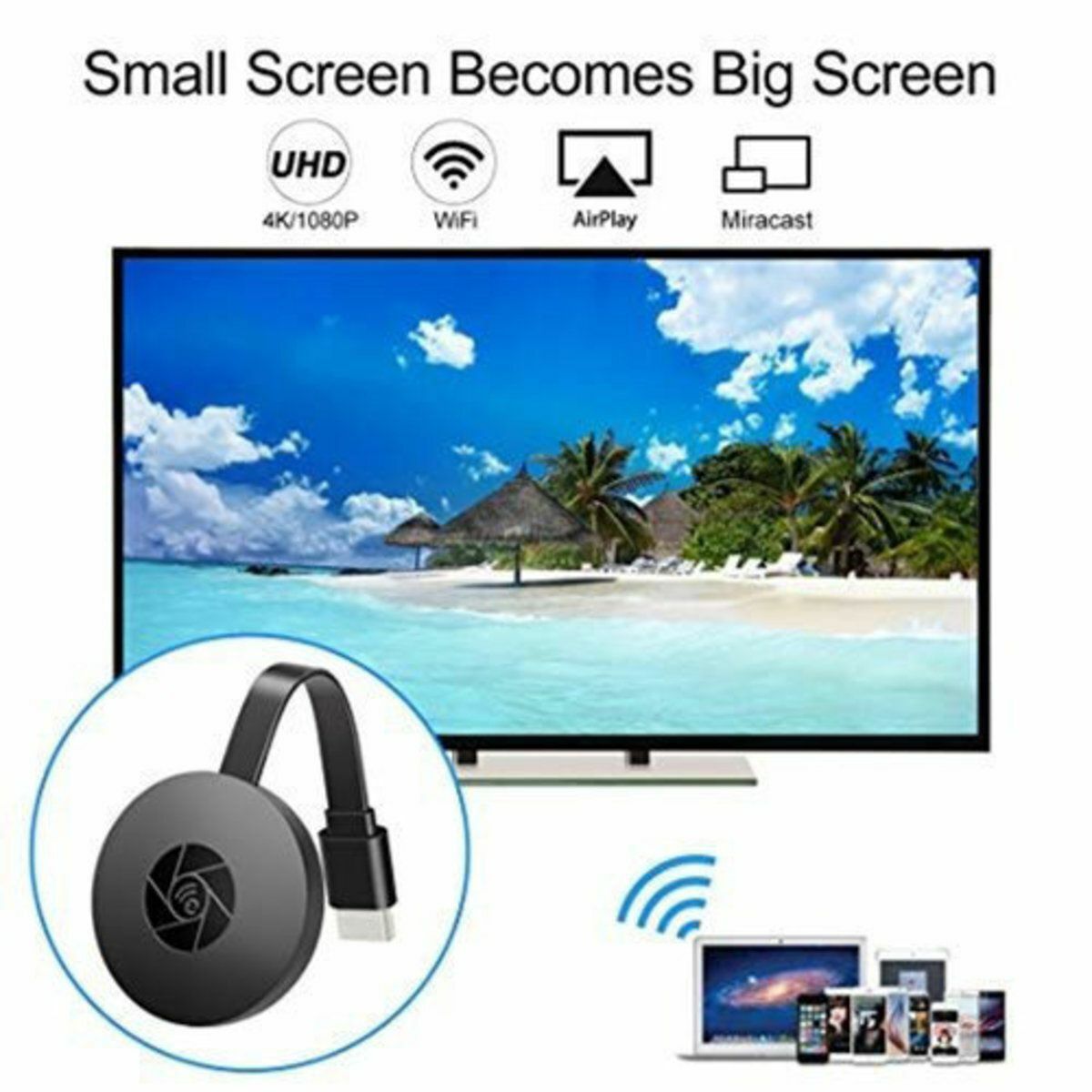 Hot Selling Wifi Display Receiver WiFi Projector Device 2.4G Wireless Screen Projector Same-Screen Device Pushbox 4K Resolution HDMI Compatible with Android/iphone/ipad