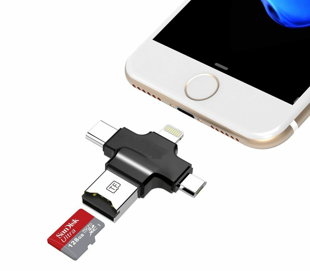 Hot Selling 4-in-1 USB OTG Smartphone Card Reader (Black) NANO TECH