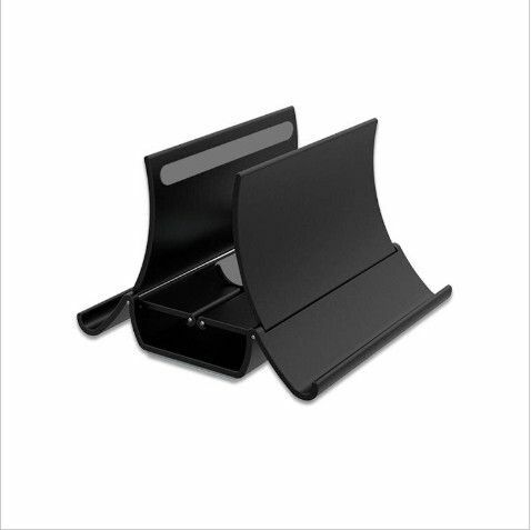 Hot Selling [Black] Upright Laptop Storage Stand | Automatically grabs objects | Macbook | iPad | Tablet | Notebook desktop storage to save space