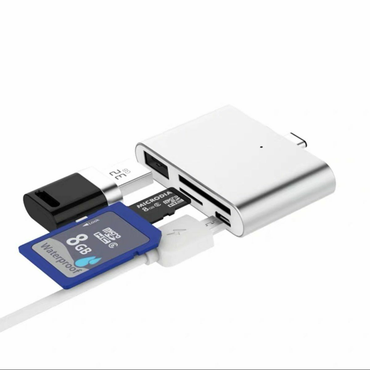 Hot selling 4-in-1 mobile phone tablet Hub for TYPE C USB-C iPad android SlILVER converter expansion artifact portable four-in-one card reader