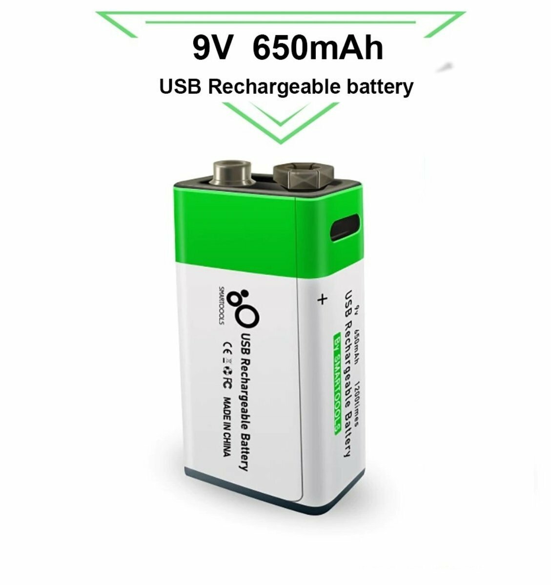 Hot Selling Smartools - 1x Type-C USB Plug 9V Rechargeable Battery Set Li-ion 650mAh