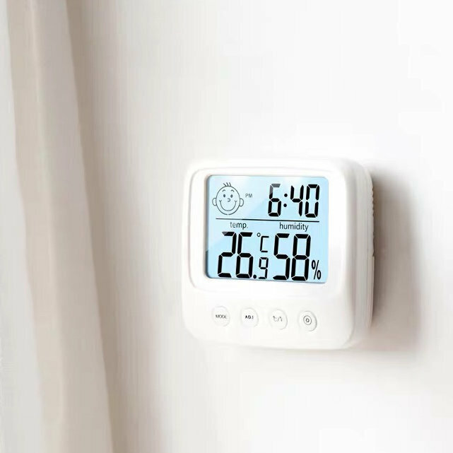 Hot-selling upgraded model, indoor and outdoor thermometer and hygrometer electronic clock, ultra-thin, car temperature and humidity meter, portable real-time clock, high-precision baby room essential, moisture-proof and eczema-proof, bathroom clock with light