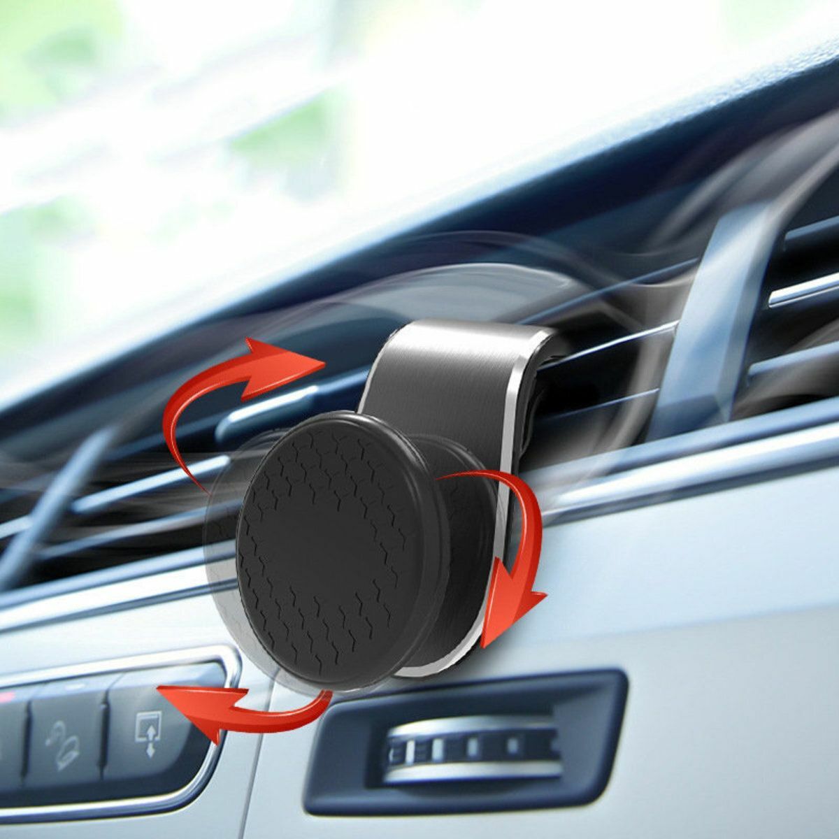Hot Selling Car Air Vent Bracket Phone Holder Mobile Phone Holder Metal Magnet Bracket 360 Degree Rotation Adjustment GPS Map Suitable for Convenient and Easy-to-use Black Diamond Clamp Air Conditioner Clamp Car Mobile Phone Holder