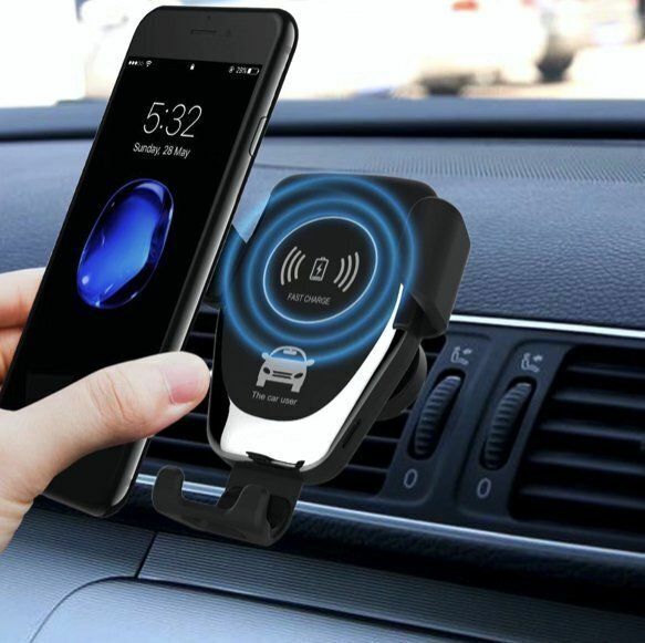 Hot Selling Mobile Phone Wireless Charging Bracket Qi Charging Car Air Vent Bracket Phone Holder Mobile Phone Holder Metal Magnet Bracket 360 Degree Rotation Adjustable GPS Map Suitable for Convenience and Easy-to-use Black Diamond Clamp Air Conditioner Clamp Car Mobile Phone Holder