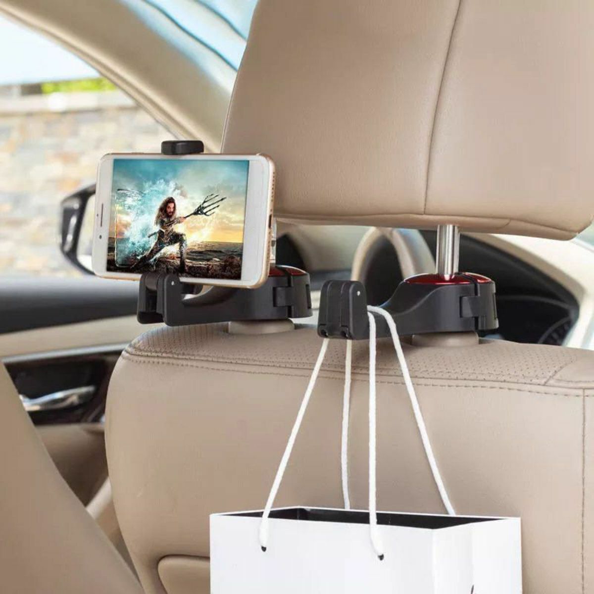 Hot selling Japanese style black hidden car back bracket hanger mobile phone holder car hook car hook multi-functional rear seat hook convenient spare car good things car middle rack private car car seat special lock buckle load-bearing phone holder children's car movie stand automotive supplies