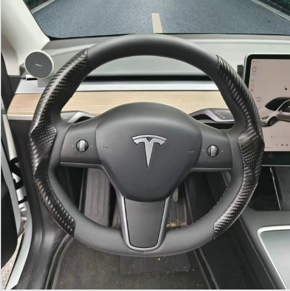 熱賣Tesla Model 3和Model Y專屬軚盤套（黑碳纖）：體驗卓越握感的高端車品