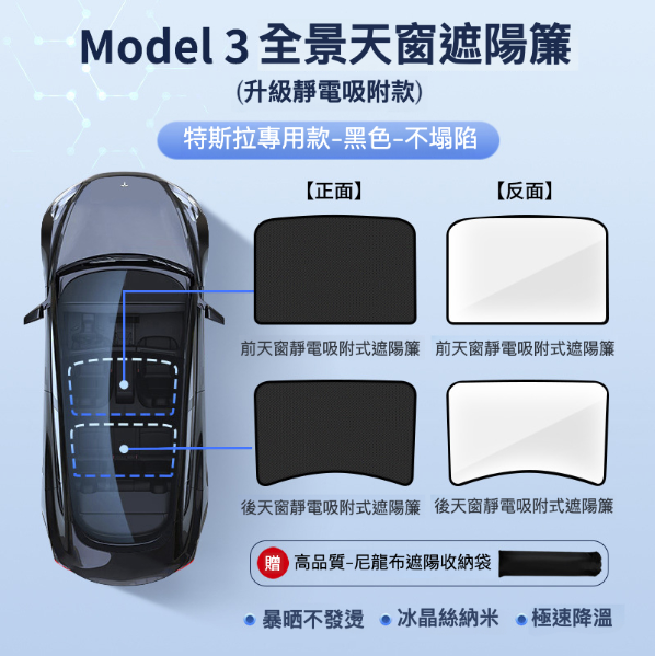 Hot Selling Model 3 New Electrostatic Adsorption Insulated Sun Shade (Black)