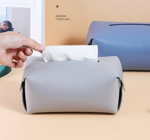 Hot selling Nordic design hotel supplies grade imitation leather tissue box (grey) suitable for 21CM facial tissue car tissue box household leather goods small household paper tissue box soft mature artificial leather tissue box waterproof tissue box unprinted style daily necessities #open warehouse consumption coupon fan sun protection slippers