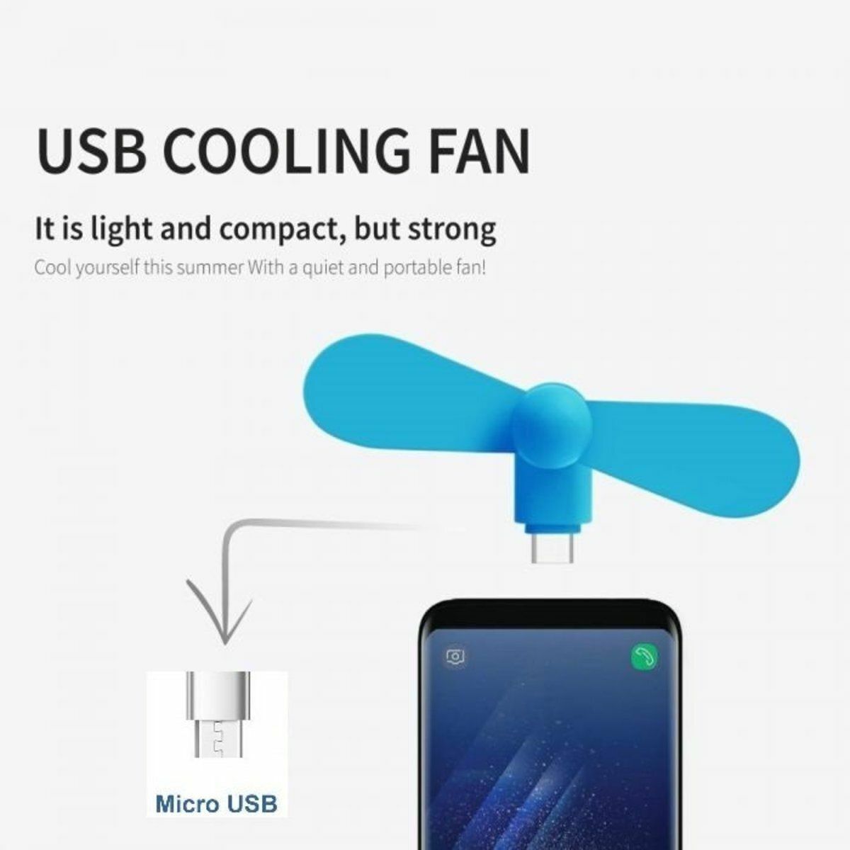 Hot recommended portable small fan for mobile phones Micro mobile phone mini fan (white)