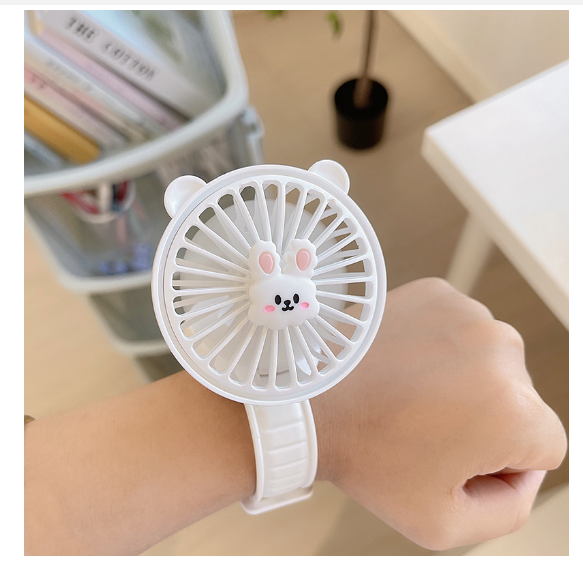 Hot Recommended Portable USB Children's Watch Fan Rechargeable Outdoor Mini Handheld Fan [Little Rabbit (DIY))]