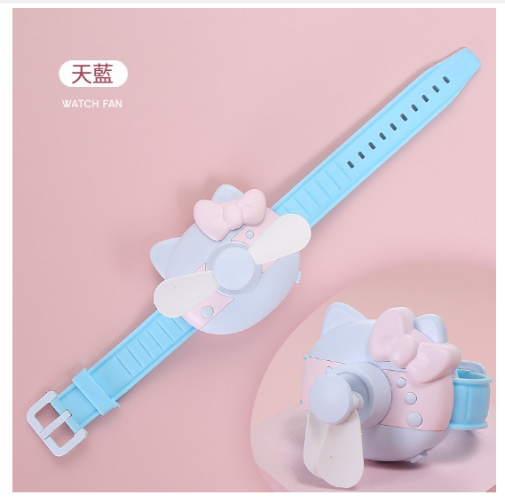 Hot Recommended Portable USB Children's Watch Fan Rechargeable Outdoor Mini Handheld Fan [Mini Blue]