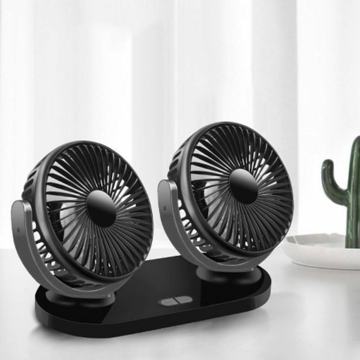 Hot-recommended USB dual-output fan 12V 24V dual-purpose double-head shaking USB fan for home and car, car-mounted office, car cooling, cooling