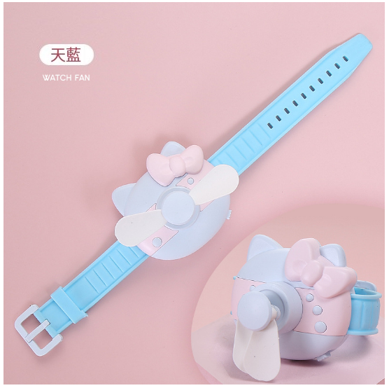 Hot Recommended Watch Fan USB Charging Cute Portable Lightweight Mini Fan Watch [Sky Blue] 48*27*50mm