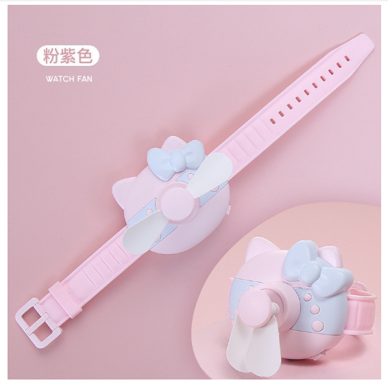 Hot recommended watch fan usb charging cute portable lightweight mini fan watch [pink and purple] 48*27*50mm