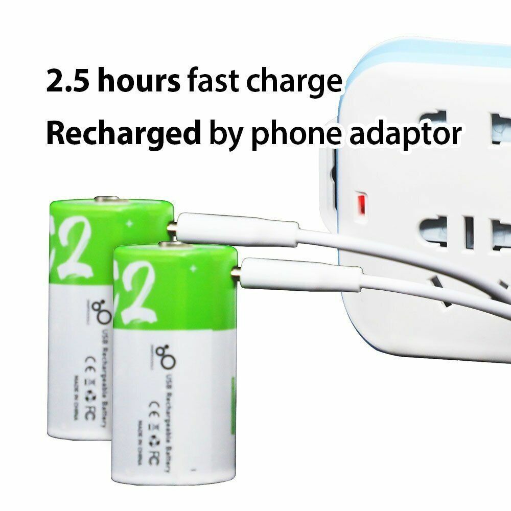 Hot Recommended Smartools - 2x Type-C USB plug Type C LR14 rechargeable battery set 1.5V Li-ion 5000mWh