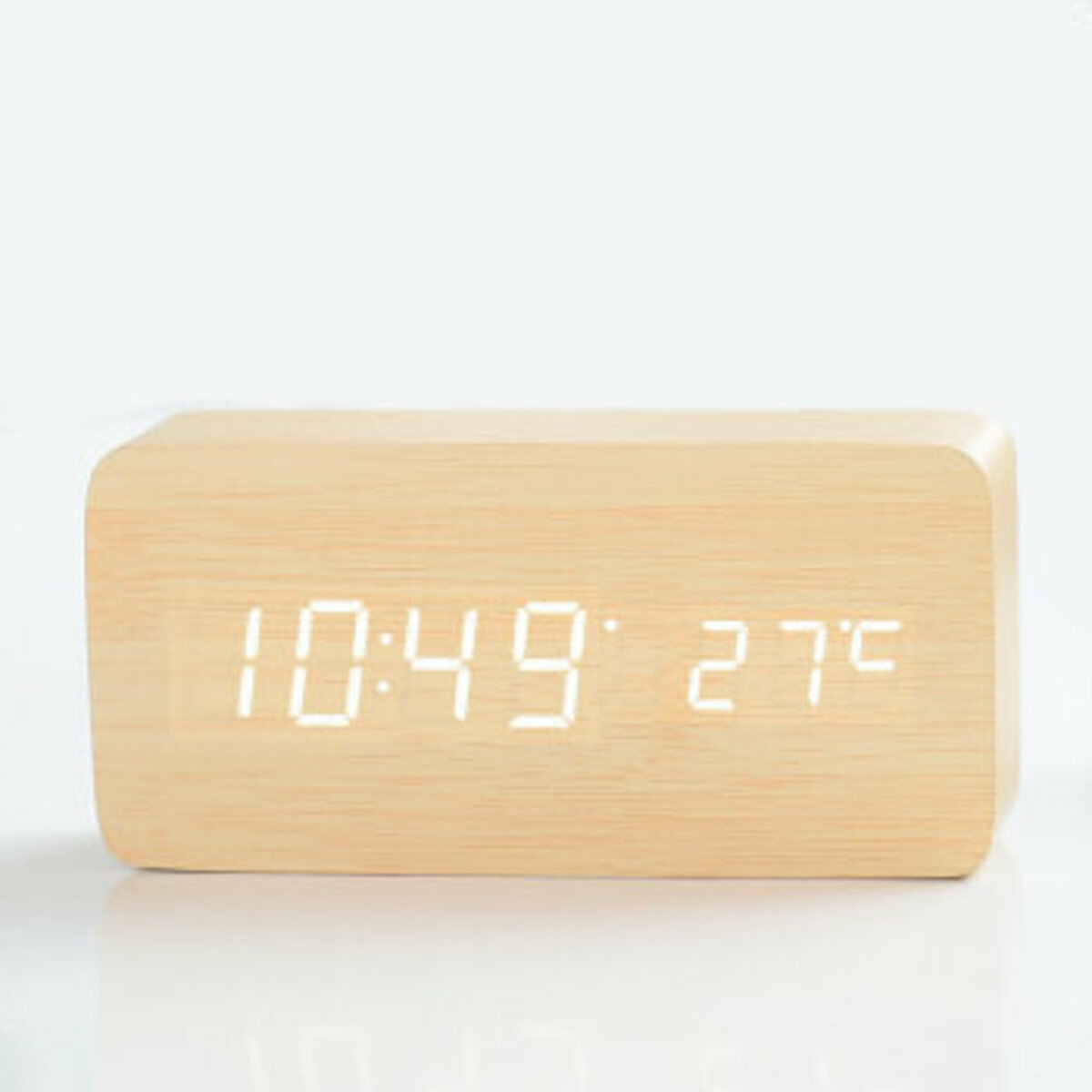 Hot Recommended Japanese Multifunctional Wood Grain Bamboo LED Clock/Alarm Clock/Thermometer/Date - Bamboo Wood Grain Muji Style Lifestyle Household Products
